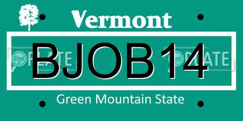 BJOB14 Vermont License Plate