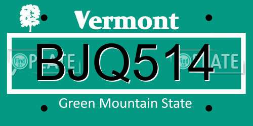 BJQ514 Vermont License Plate