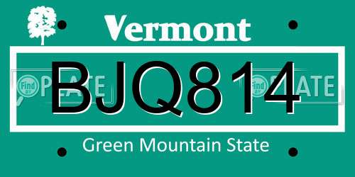 BJQ814 Vermont License Plate