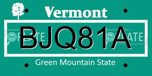 BJQ81A Vermont License Plate