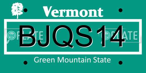BJQS14 Vermont License Plate