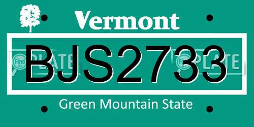 BJS2733 Vermont License Plate