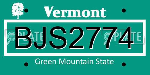 BJS2774 Vermont License Plate