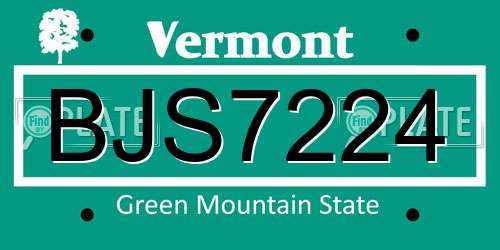BJS7224 Vermont License Plate