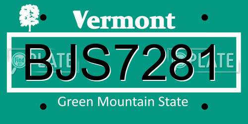 BJS7281 Vermont License Plate