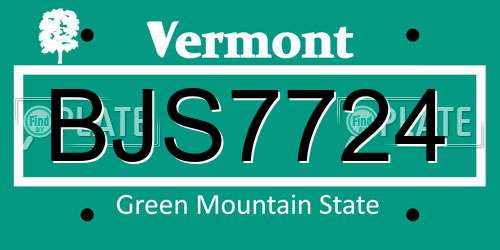 BJS7724 Vermont License Plate