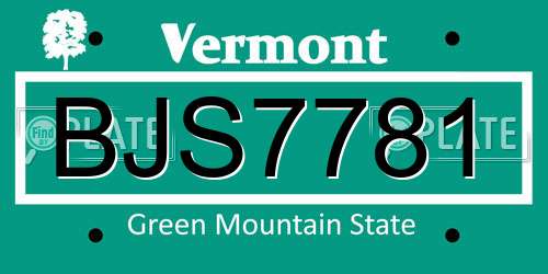 BJS7781 Vermont License Plate