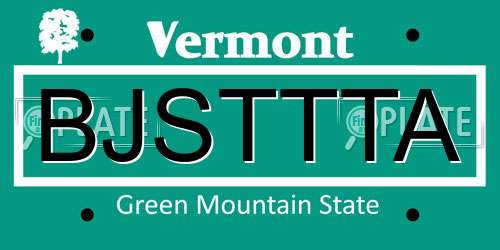 BJSTTTA Vermont License Plate