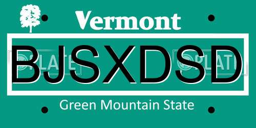 BJSXDSD Vermont License Plate