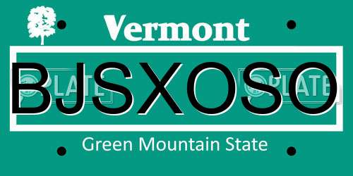 BJSXOSO Vermont License Plate