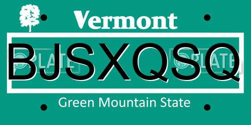 BJSXQSQ Vermont License Plate
