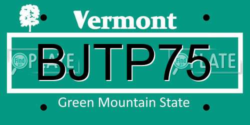 BJTP75 Vermont License Plate