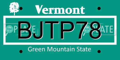 BJTP78 Vermont License Plate