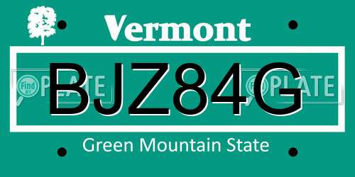 BJZ84G Vermont License Plate