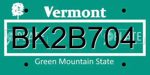 BK2B704 Vermont License Plate