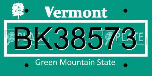 BK38573 Vermont License Plate