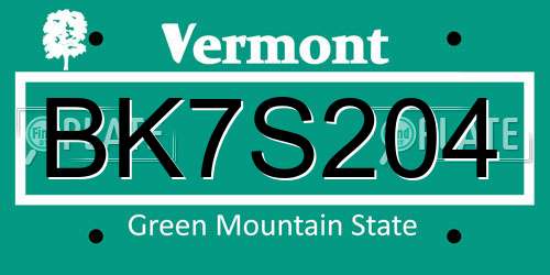 BK7S204 Vermont License Plate