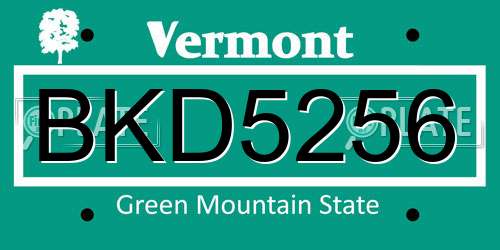 BKD5256 Vermont License Plate
