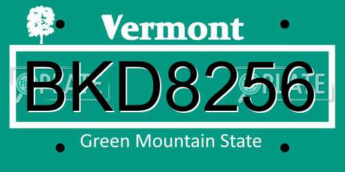BKD8256 Vermont License Plate