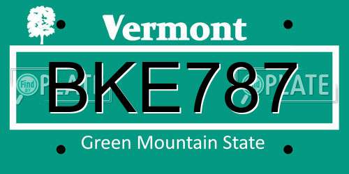 BKE787 Vermont License Plate