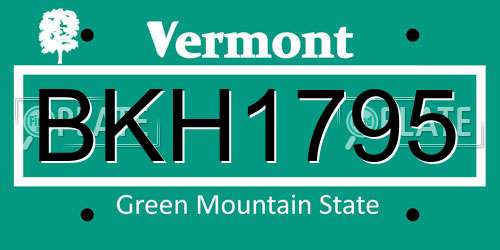BKH1795 Vermont License Plate