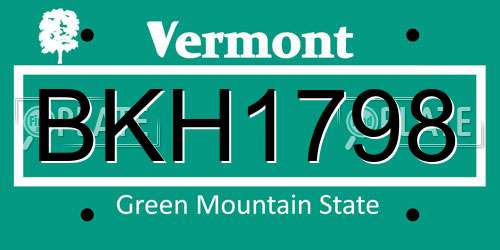 BKH1798 Vermont License Plate