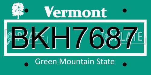 BKH7687 Vermont License Plate