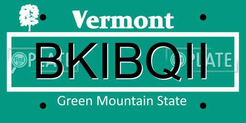BKIBQII Vermont License Plate