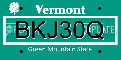 BKJ30Q Vermont License Plate