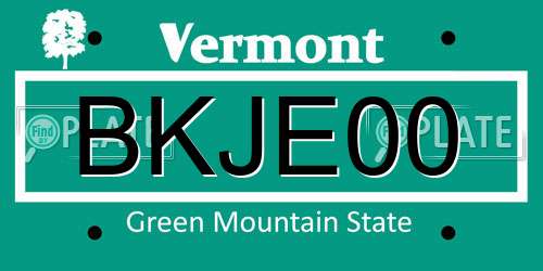 BKJE00 Vermont License Plate