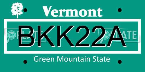 BKK22A Vermont License Plate