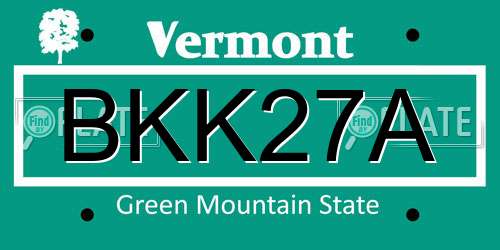 BKK27A Vermont License Plate