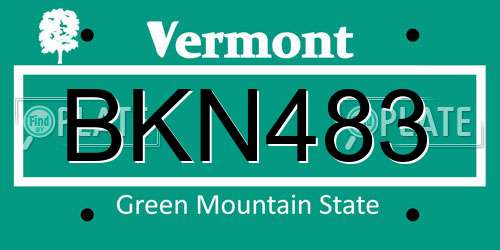 BKN483 Vermont License Plate