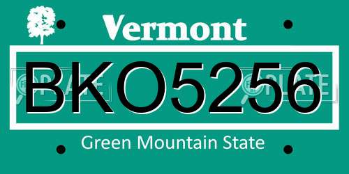 BKO5256 Vermont License Plate