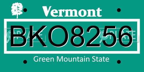 BKO8256 Vermont License Plate