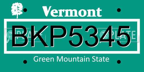 BKP5345 Vermont License Plate