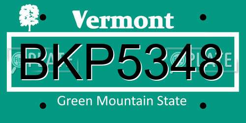 BKP5348 Vermont License Plate