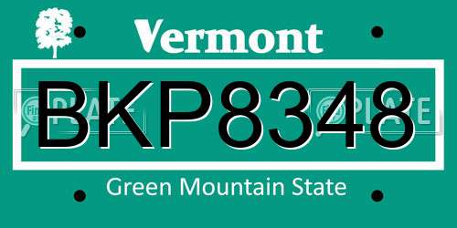 BKP8348 Vermont License Plate