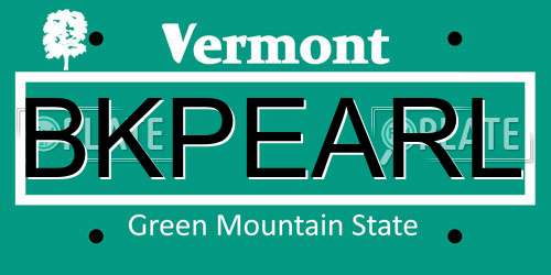 BKPEARL Vermont License Plate