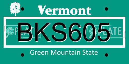 BKS605 Vermont License Plate