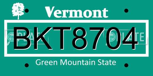 BKT8704 Vermont License Plate