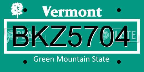 BKZ5704 Vermont License Plate