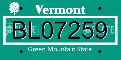 BL07259 Vermont License Plate