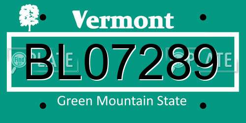 BL07289 Vermont License Plate