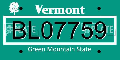 BL07759 Vermont License Plate