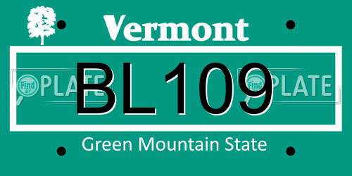 BL109 Vermont License Plate