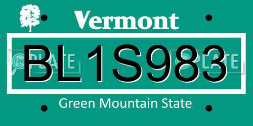 BL1S983 Vermont License Plate