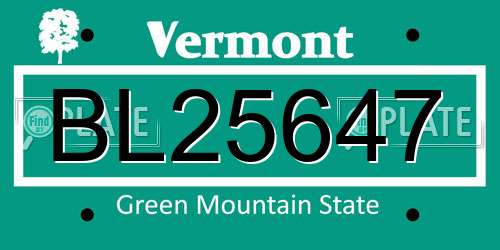BL25647 Vermont License Plate