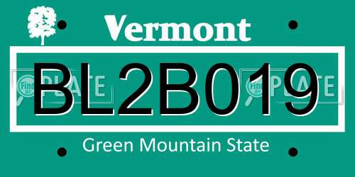 BL2B019 Vermont License Plate