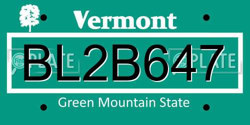 BL2B647 Vermont License Plate